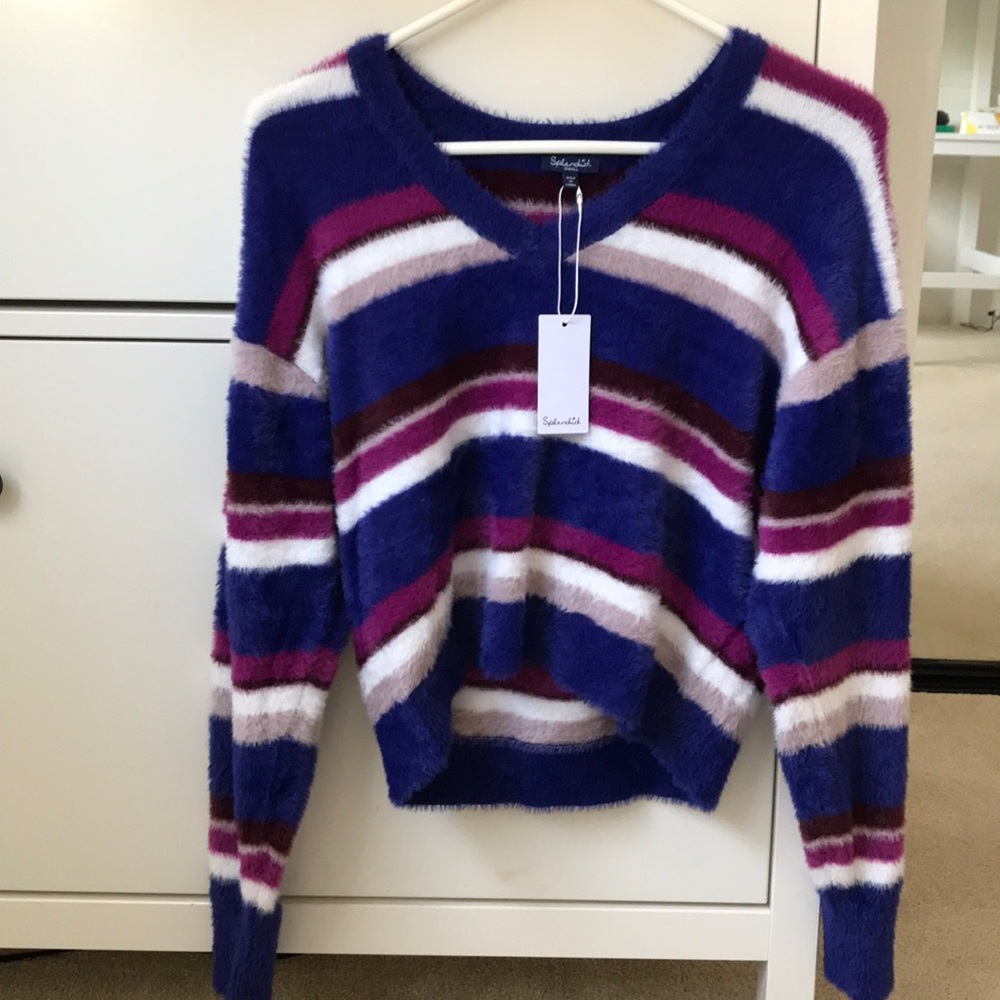 Splendid Fuzzy V neck sweater, size S